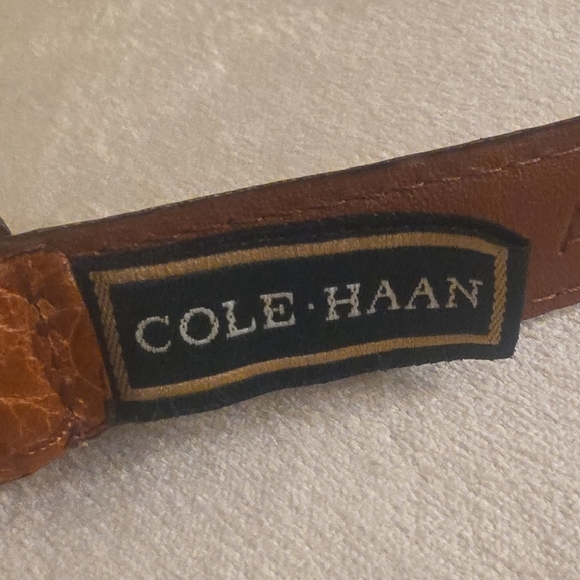 Cole Haan Cognac Brown Leather Belt with Stainless Steel  Buckle 1 Inch Tick main image 11
